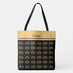 Simple Floral Monogrammed Tote Bag