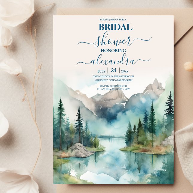 Simple Floral Mountain Bridal Shower Invitation (Creator Uploaded)
