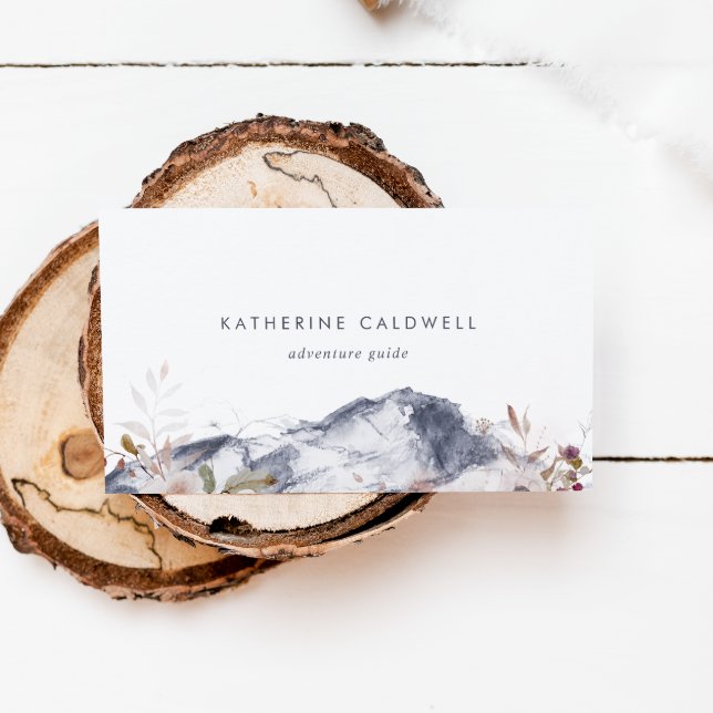 Simple Floral Mountain Business Card (Creator Uploaded)