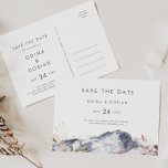 Simple Floral Mountain Horizontal Save the Date Invitation Postcard<br><div class="desc">This simple floral mountain horizontal save the date postcard is perfect for an outdoor wedding. The modern minimalist design features a navy blue watercolor mountain with blush pink moody fall wildflowers.</div>