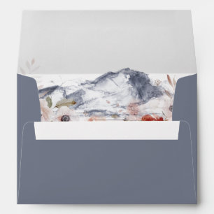 Simple Floral Mountain   Slate Wedding Invitation Envelope