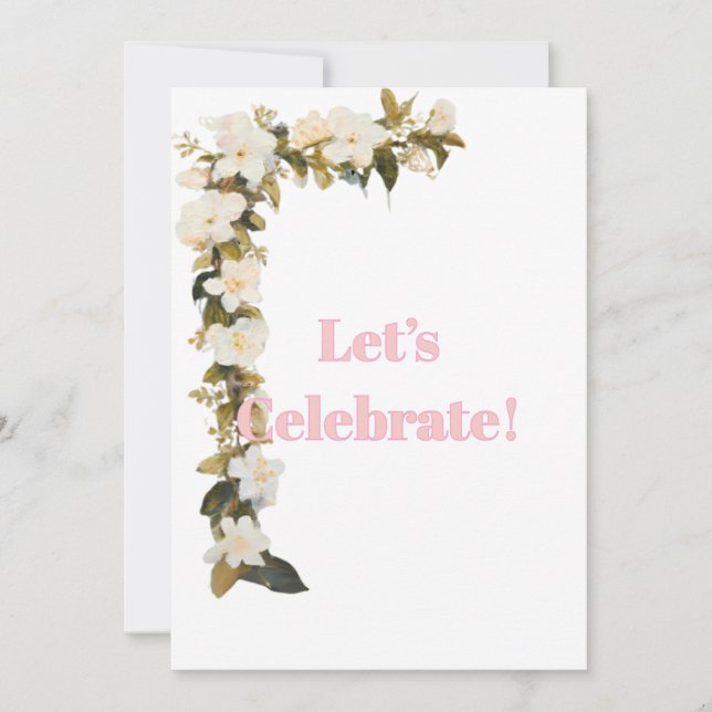 Simple floral part border invitation (Front)