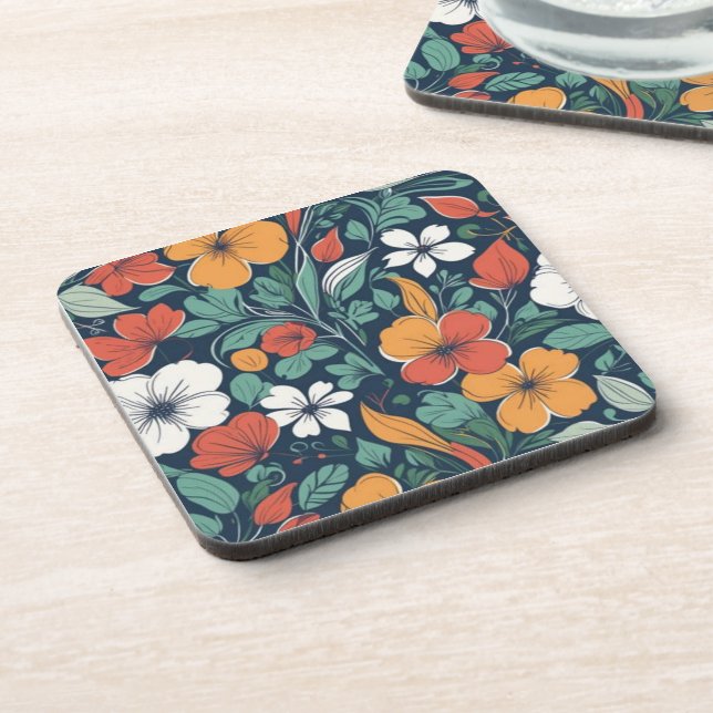 Simple floral pattern design coaster (Left Side)