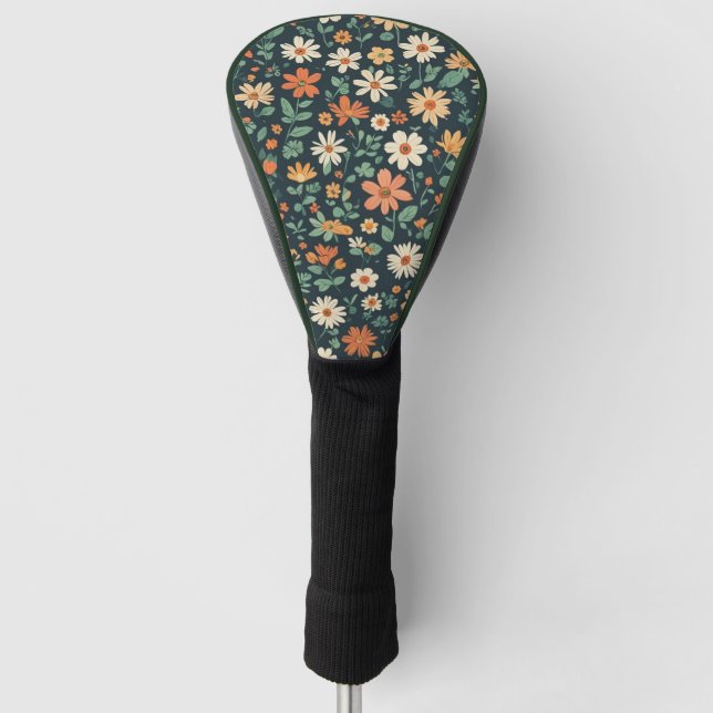 Simple floral pattern golf head cover (Front)