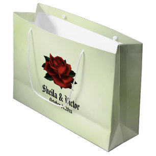 Simple Floral Pattern on Green  Large Gift Bag