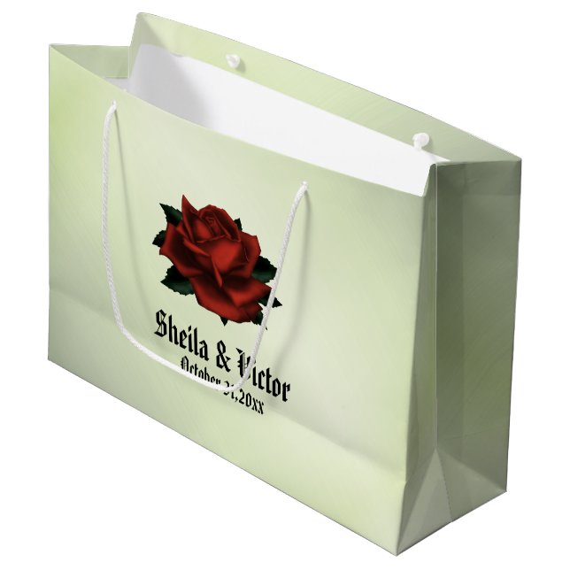Simple Floral Pattern on Green  Large Gift Bag (Front Angled)