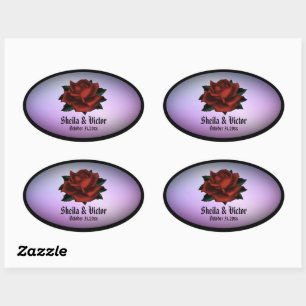 Simple Floral Pattern on Purple Tissue Paper Oval Sticker
