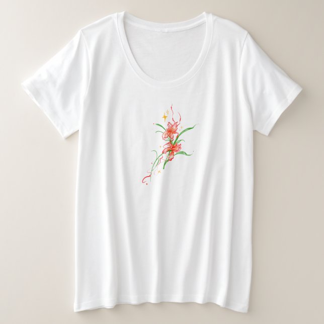 Simple floral pattern plus size T-Shirt (Design Front)
