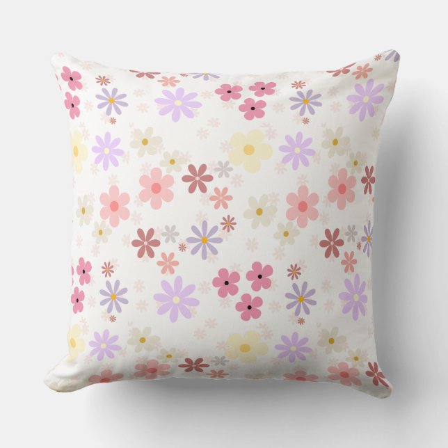 Simple Floral Patterned Throw Pillow (Front)