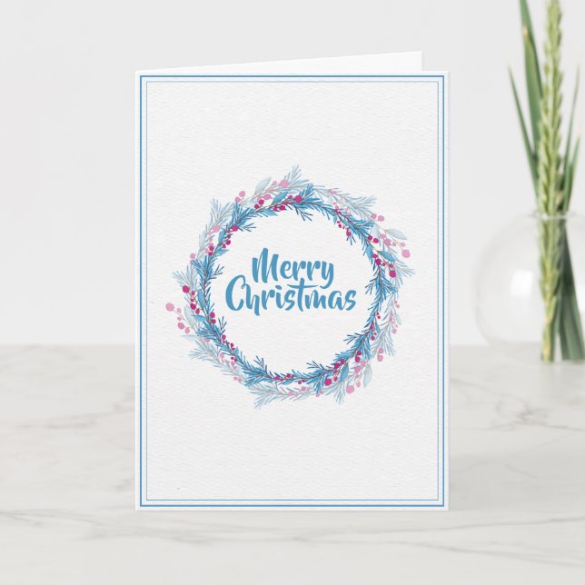 Simple Floral Personalised Holiday Greeting Card (Front)