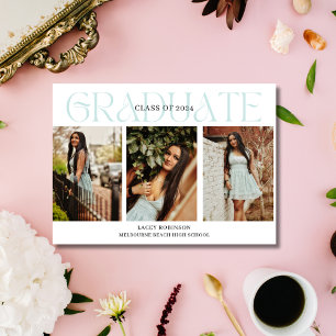 Simple Floral Photo Girl High School Graduation