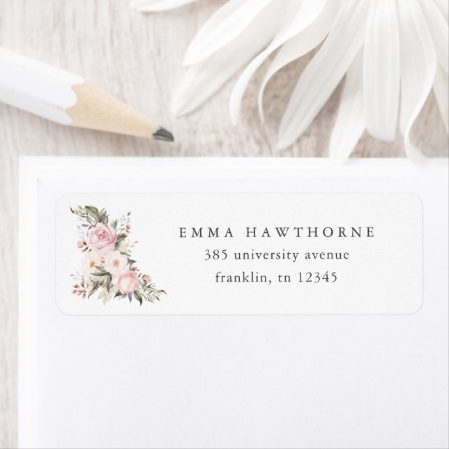 Simple Floral Pink Baby Shower Return Address (Insitu)