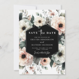Simple Floral Pink Floral Wedding Save The Date