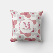 Simple Floral Pink Grey Baby Girl Cute Monogram