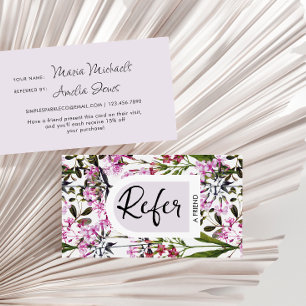 Simple Floral Refer a Friend Print Referral Card