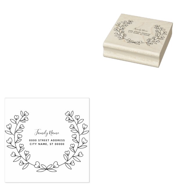 Simple Floral Return Address Rubber Stamp (Stamped)