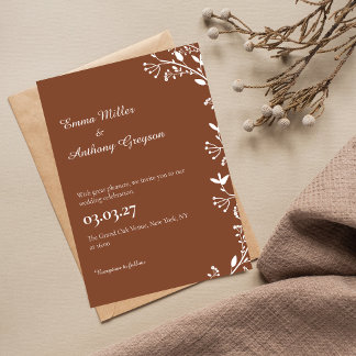 Simple Floral Rustic Wedding Invitation