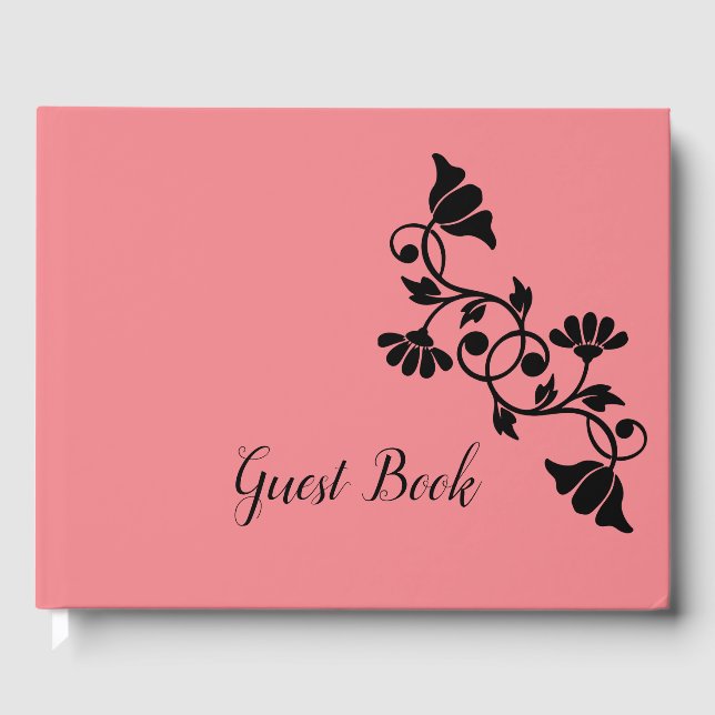 Simple Floral Salmon Guest Book (Front)