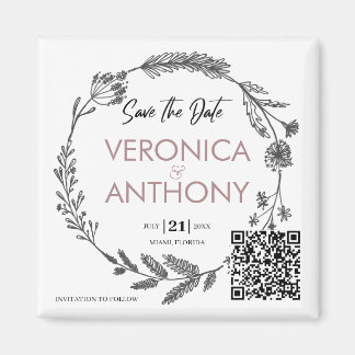 Simple Floral Save The Date Magnet