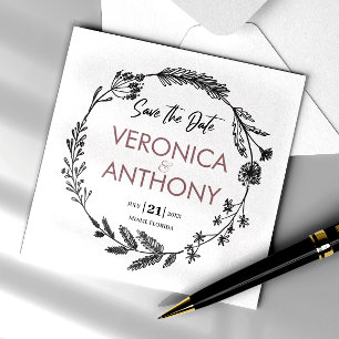 Simple Floral Save The Date QR Code Wedding Invitation