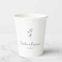 Simple Floral Script White Boho Wedding Custom