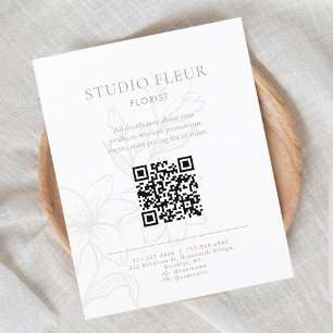 Simple Floral Small Business QR code Marketing  Flyer
