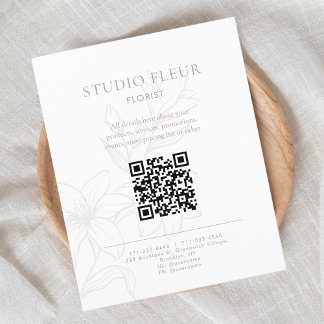 Simple Floral Small Business QR code Marketing  Flyer