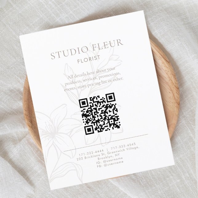 Simple Floral Small Business QR code Marketing  Flyer (Creator Uploaded)