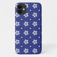 simple floral solid blue pattern retro small flowe