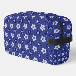 simple floral solid blue pattern retro small flowe dopp kit
