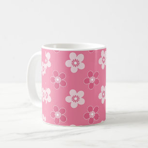 simple floral solid pink pattern retro small flow coffee mug