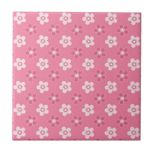 simple floral solid pink pattern retro small flow tile