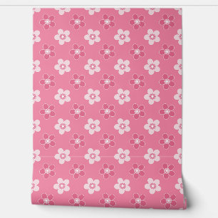 simple floral solid pink pattern retro small flow wallpaper