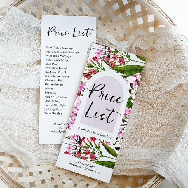 Simple Floral Spa and Salon Price List Rack Card (Creator Uploaded)