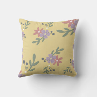 Simple Floral Sprigs on Yellow Cushion
