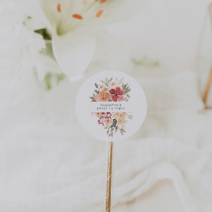 Simple Floral Sweet 16 Birthday Favour Classic Round Sticker