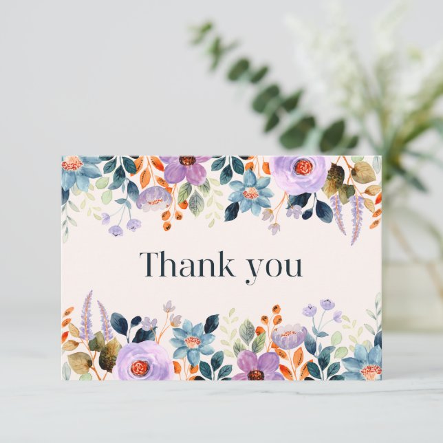 Simple Floral Thank You Card  (Standing Front)
