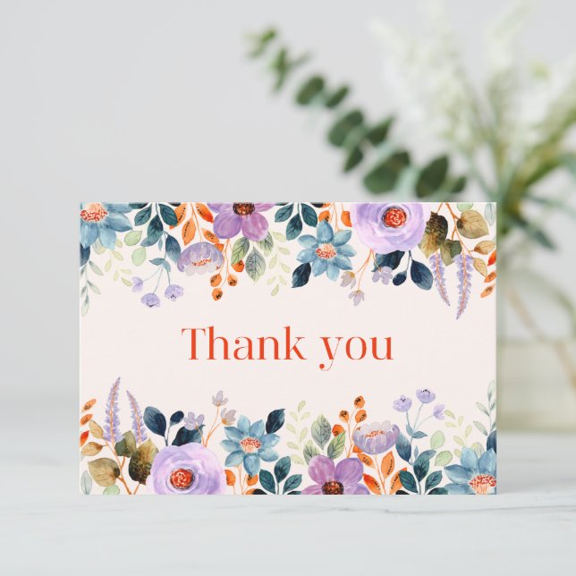 Simple Floral Thank You Card  (Standing Front)