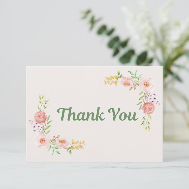 Simple Floral Thank You Card  (Standing Front)