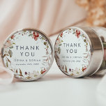 Simple Floral Thank You Wedding Favour Sticker<br><div class="desc">These simple floral thank you wedding favour stickers are perfect for a rustic wedding reception. The whimsical boho design features rustic blush pink, burgundy and marsala flowers with a moody and romantic tone. Personalise the sticker labels with your names, the event (if applicable), and the date. These stickers can be...</div>