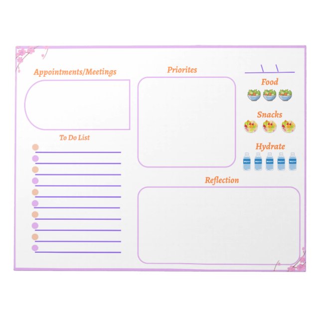 Simple Floral To Do List Notepad (Front)
