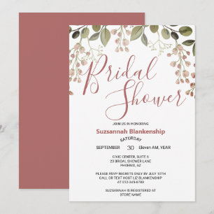 Simple Floral Top Border Bridal Shower  Invitation
