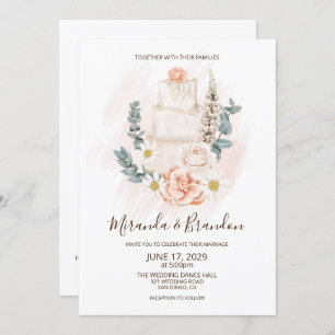 Simple Floral Watercolor Boho Wedding Invitation
