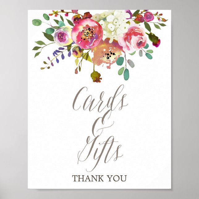 Simple Floral Watercolor Bouquet Cards & Gifts Poster (Front)