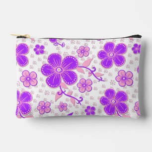 Simple Floral Watercolor Print Purple and Pink Accessory Pouch