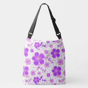 Simple Floral Watercolor Print Purple and Pink Crossbody Bag