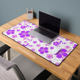 Simple Floral Watercolor Print Purple and Pink Desk Mat