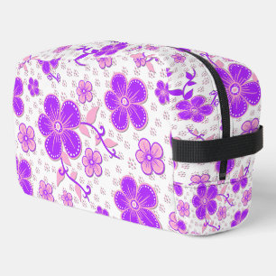 Simple Floral Watercolor Print Purple and Pink Dopp Kit
