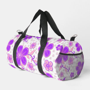 Simple Floral Watercolor Print Purple and Pink Duffle Bag