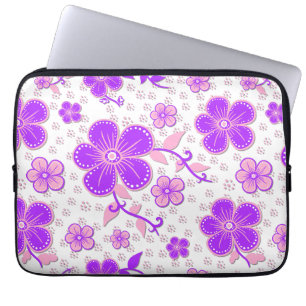 Simple Floral Watercolor Print Purple and Pink Laptop Sleeve